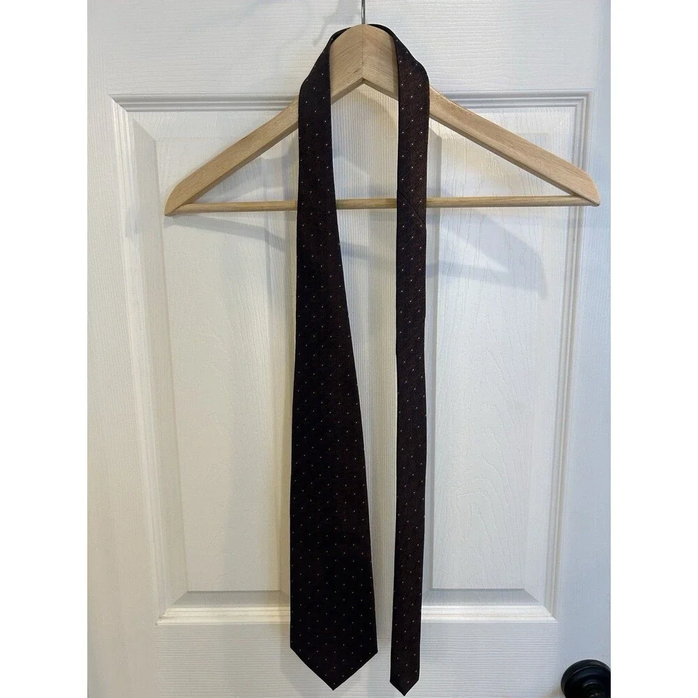 KAI LONG Men’s Necktie 100% Silk Handmade Red/Blue with Dots